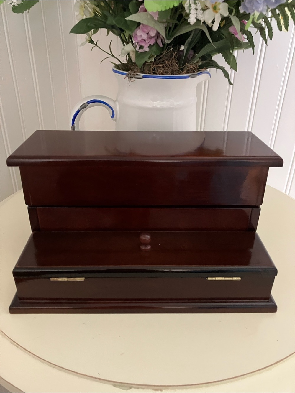 The Bombay Company Mahogany Wood Jewelry Box With Multiple Compartments